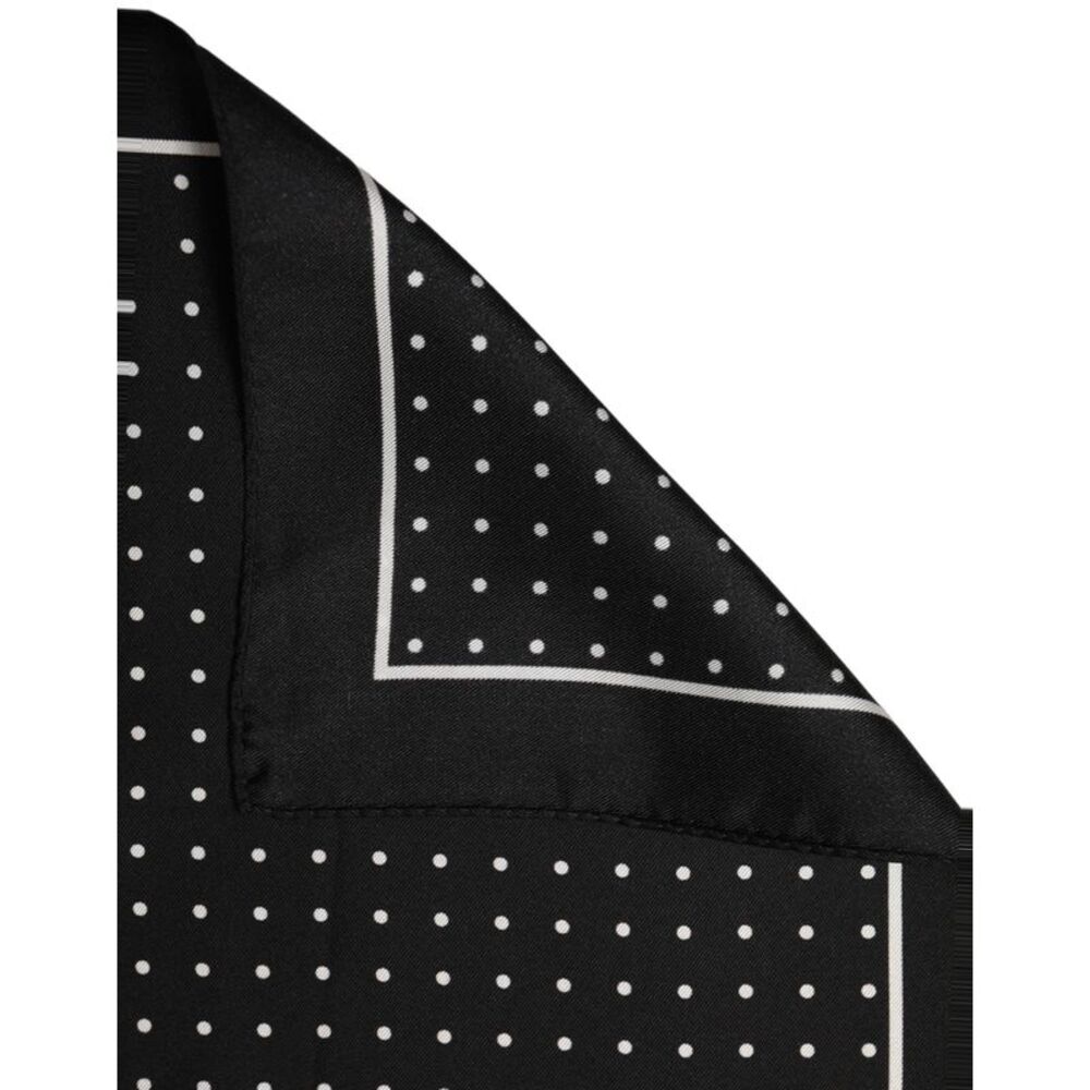 Dolce & Gabbana Black Polka Dot Pocket Square Foulard Men's Scarf
